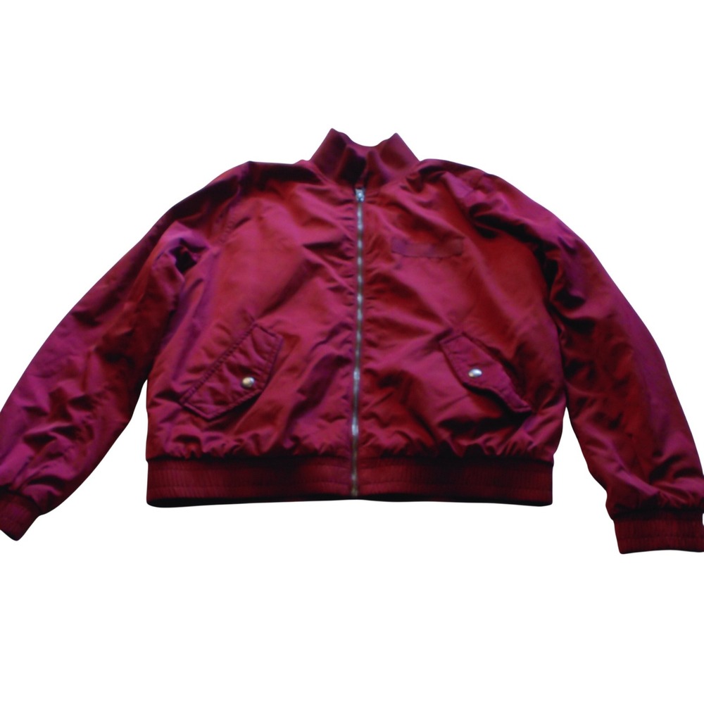Gap Mens Burgundy Red Bomber Jacket Full Zip Ribbed Trim Size S